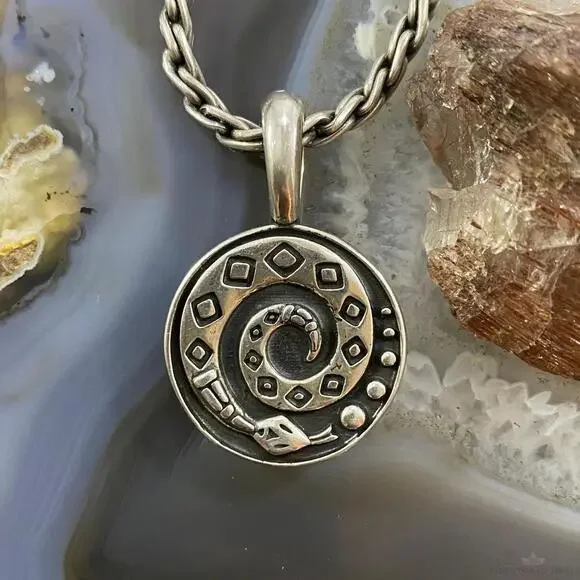 Carolyn Pollack Sterling Onyx Double Sided Decorated Serpent Pendant For Women - Picture 4 of 10